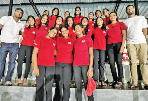 The victorious Ladie’s College under-17 Water Polo Team: 