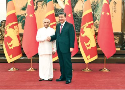 Prime Minister Dinesh Gunawardena with 
Chinese President Xi Jinping
