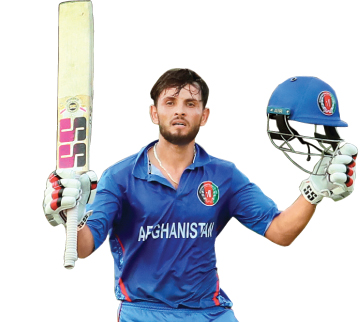 Afghanistan A opener Riaz Hassen celebrating his century. 